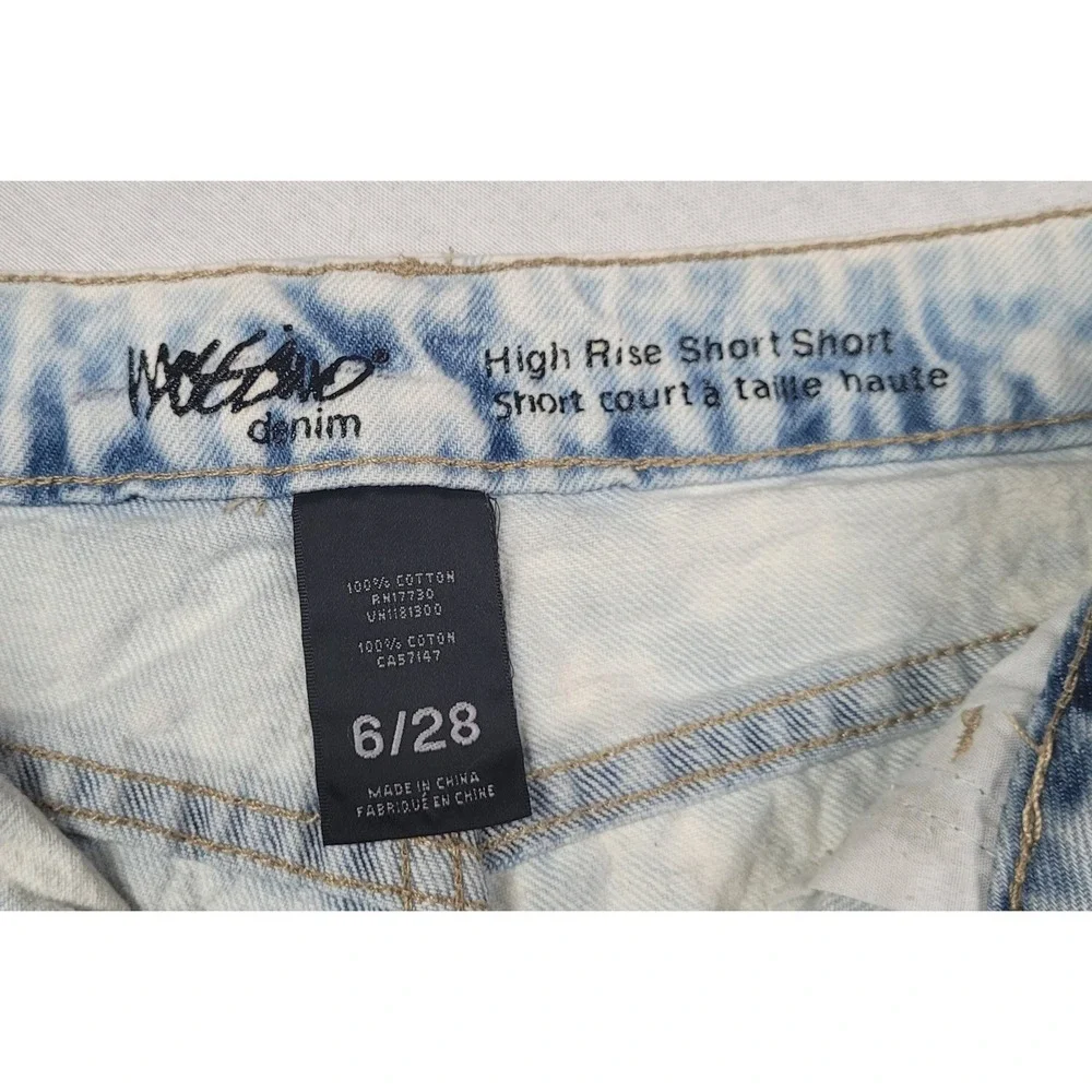Mossimo High-Rise Short Short White Acid-Wash Denim Shorts Women's Size 6/28